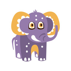 Cute cartoon baby elephant character front view vector Illustration