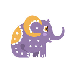 Cute cartoon elephant character sitting side view vector Illustration