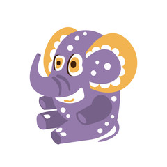 Adorable cartoon elephant character sitting on a floor vector Illustration