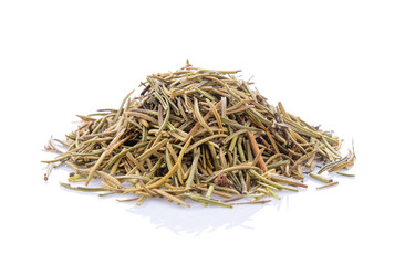 Dried rosemary leaves on white background