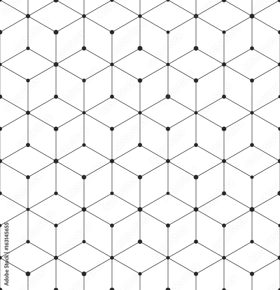 Aufkleber Geometric abstract seamless pattern cube lines background texture