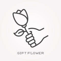 Line icon gift flower