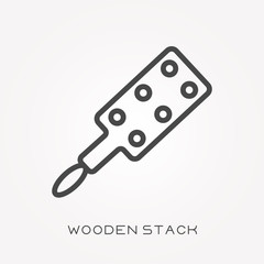 Line icon wooden stack