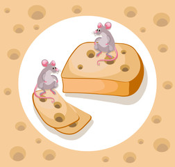Mice cheddar cheese Vector funny cartoon caracter template illustration