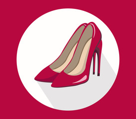 sexy red stiletto shoes for lady vector template icon summer style