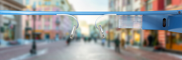 Interactive glasses 3d render on white background - obrazy, fototapety, plakaty