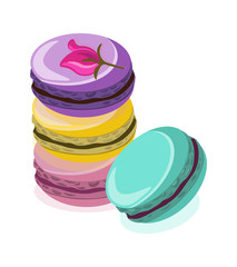 Delicious Macaroon colorful dessert Vector illustration