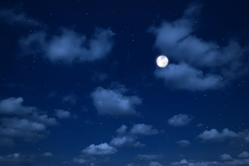 night sky with clouds and stars.