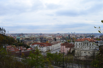 Fototapeta na wymiar High City View from Letna Park in Prague, Czech Republic