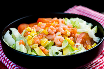 Delicious fresh salad and olive oil