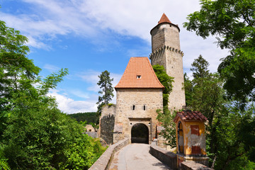 Fototapeta na wymiar Zvikov castle at the junction of the Vltava and Otava rivers, South Bohemian Region.