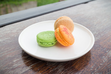 fresh macaroons in outdoor bakery house cafe