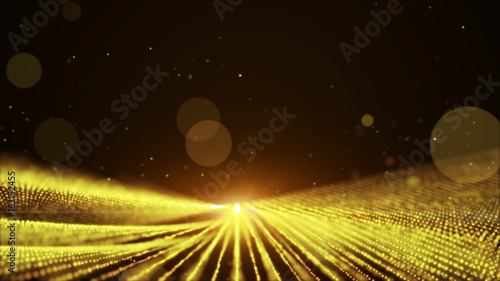 Gold Orange Abstract Animation Background With Moving And Flicker Particles Form Backdrop Of Bokeh Light Ray Effect Wall Mural Kokotewan