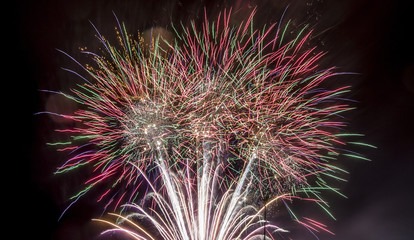fireworks explosion in the night sky celebration