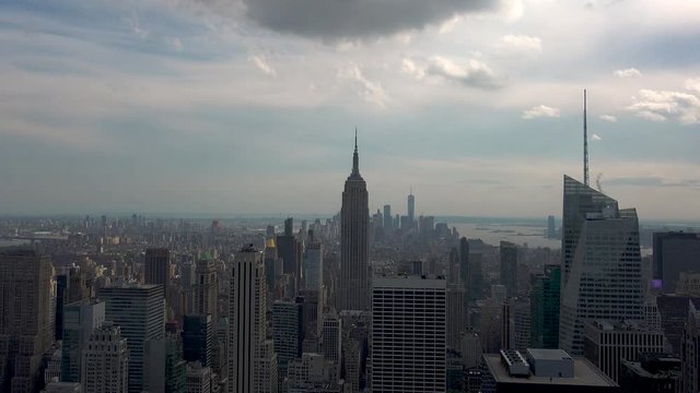 New York City Manhattan skyline buildings wide shot real time skyline, UltraHD 4K,