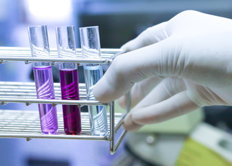 Test tube in laboratory,Research chemistry at science lab background