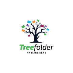 Tree Folder Logo Template Design Vector, Emblem, Design Concept, Creative Symbol, Icon