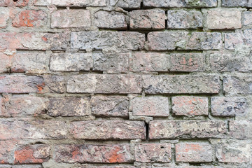 Abstract old damaged brick wall with cracks, textured background with space for copy text