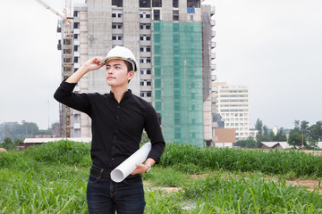 Engineer architect working at Construction Site