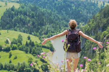 blonde girl embracing nature