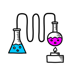Distillation kit drawing on white background