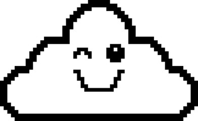 Winking 8-Bit Cartoon Cloud