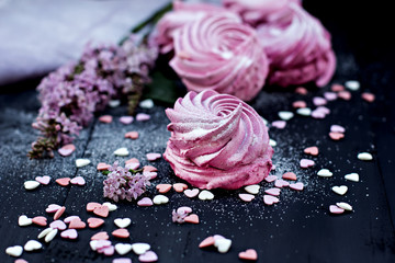 Homemade marshmallows. Pink marshmallows.