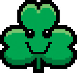Smiling 8-Bit Cartoon Shamrock
