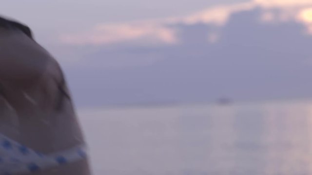 Happy Teen Gets Out Of Water, Says "YAY," At The End Of A Good Day At The Beach