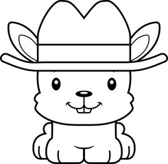 Cartoon Smiling Cowboy Bunny