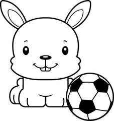 Cartoon Smiling Soccer Player Bunny