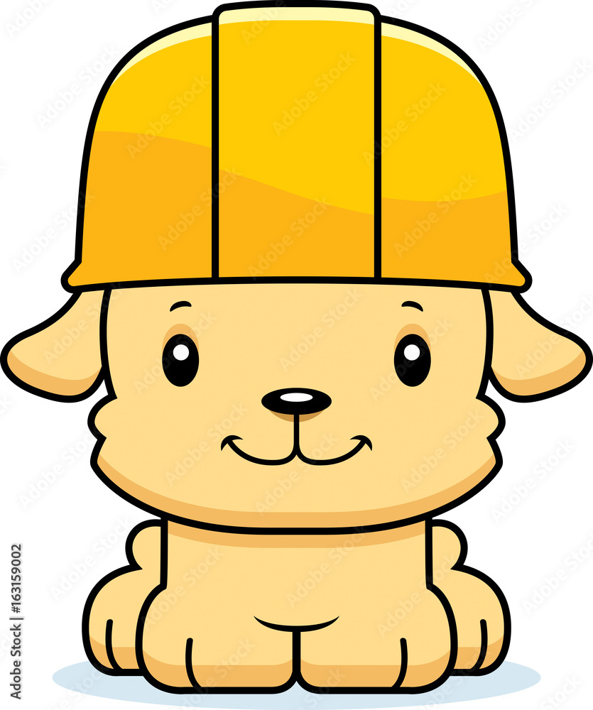 Canvas Prints cartoon smiling construction worker puppy