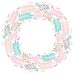 Fototapeta na wymiar Tropical palm leaves, foliage wreath, round frame. Vector illustration. Tropical jungle palm tree background. Invitation template, greeting card template.