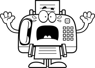 Scared Cartoon Fax Machine