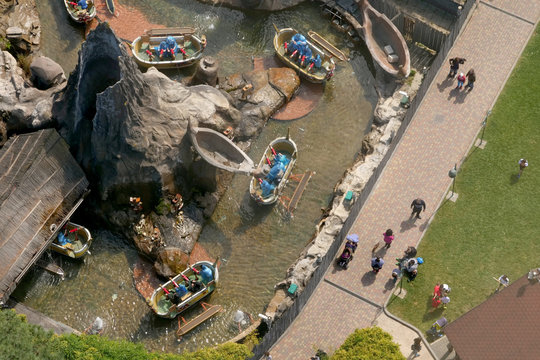Aerial view of amusement park