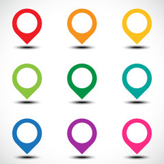 Color map pointer vector set isolated on white background