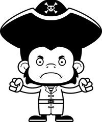 Cartoon Angry Pirate Chimpanzee