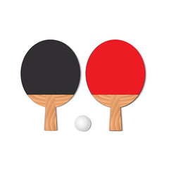 Set for playing ping-pong. Two rackets and a ping-pong ball. Vector illustration.