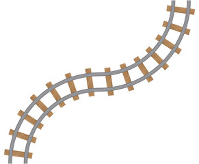 Element of the railway isolated on white background. Top view. Vector illustration.