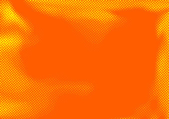 Bright yellow orange dotted comic book style abstract background. Old halftone pop art retro graphic page layout template