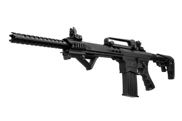 Black automatic shotgun isolated on white