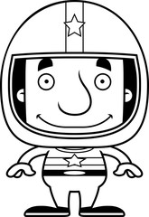 Cartoon Smiling Race Car Driver Man