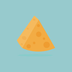 A piece of cheese. Cartoon icon. Isolated object on  background. Vector illustration.