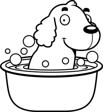 Cartoon Cocker Spaniel Bath