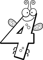 Cartoon Number Four Bug