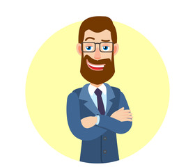 Hipster Businessman with arms crossed on his chest