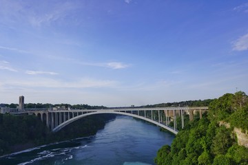 Rainbow Bridge at Niagara Falls - steel arch bridge across the Niagara River connecting America and Canada by road