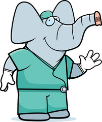 Cartoon Elephant Doctor - 163163299