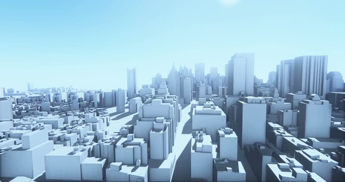 4k abstract urban business construction,flying over 3D Virtual Geometric City Office Buildings,aerial view of NewYork,web tech.