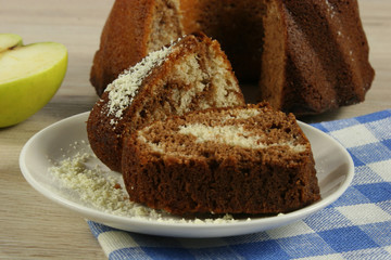 Chocolate pie on a table